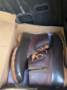 Sperry Brown Leather Lace-Up & Zip Duck Boots